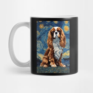 Cute Cavalier King Charles Spaniel Dog Breed Painting in a Van Gogh Starry Night Art Mug